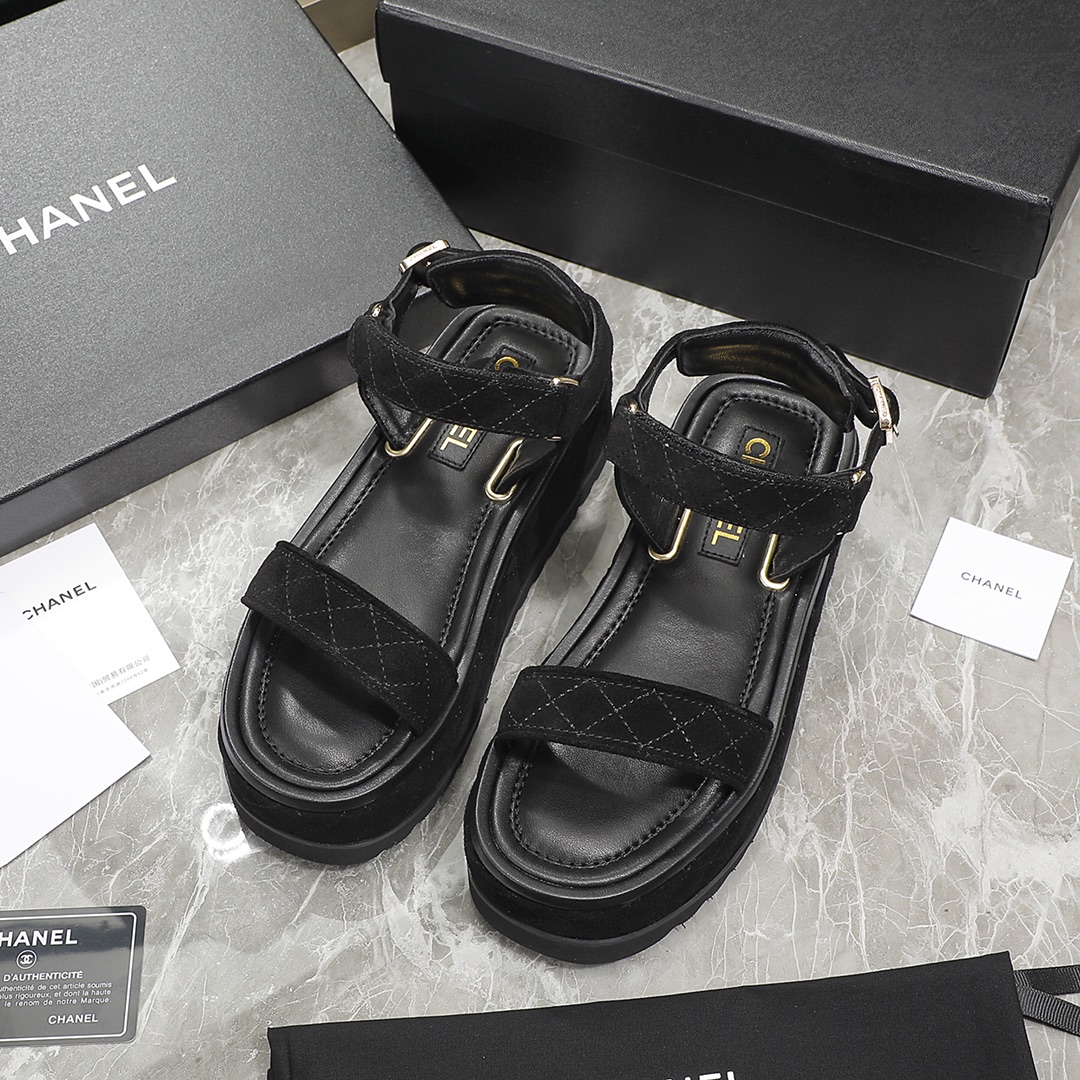 Chanel Women’s Sandals Black For Women 2in/5cm G39143 Y55894 94305