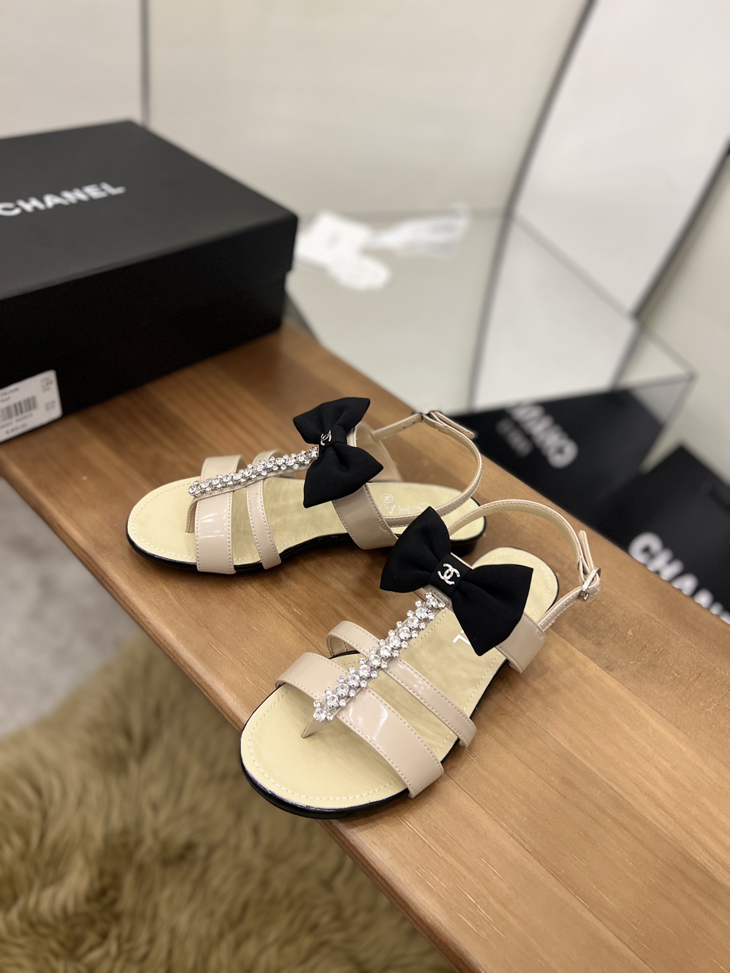 Chanel Women’s Sandals With Bow Beige For Women 0.8in/2cm