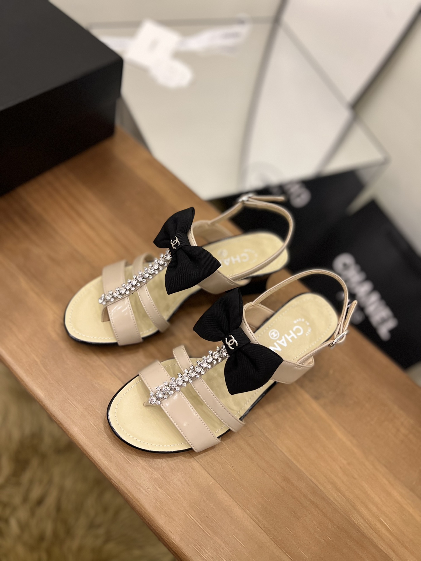 Chanel Women’s Sandals With Bow Beige For Women 2.5in/6.5cm