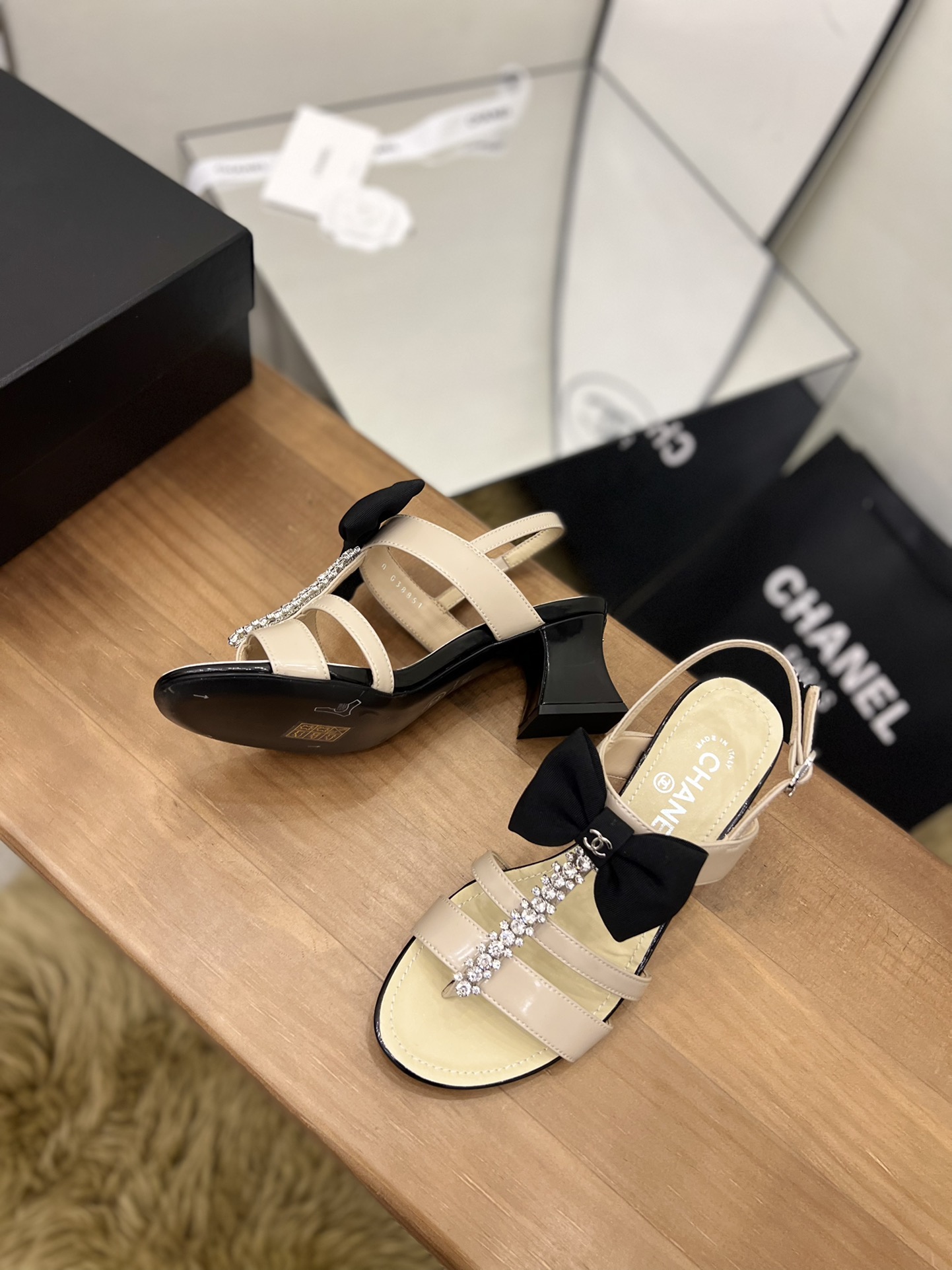 Chanel Women’s Sandals With Bow Beige For Women 2.5in/6.5cm