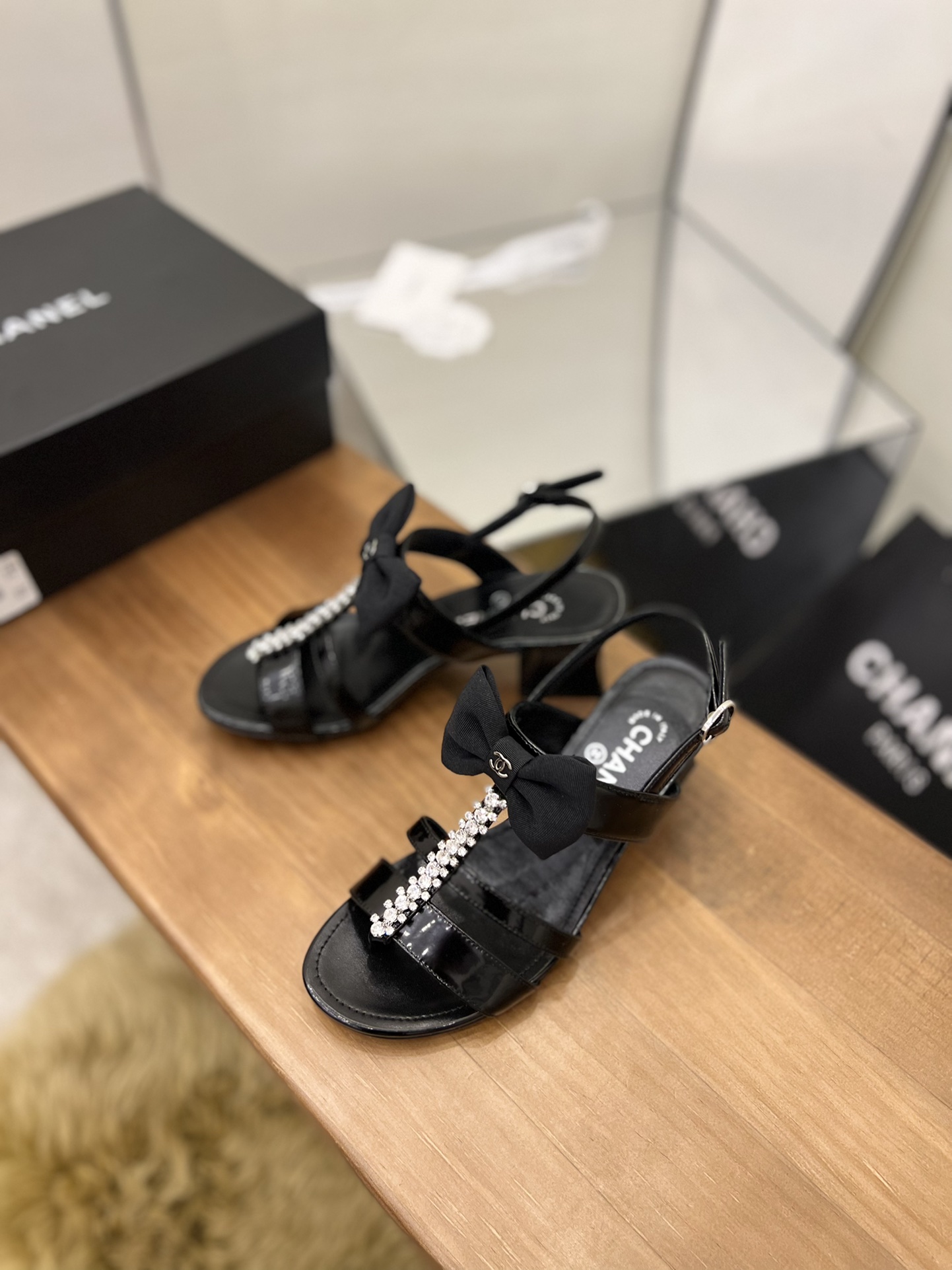 Chanel Women’s Sandals With Bow Black For Women 2.5in/6.5cm