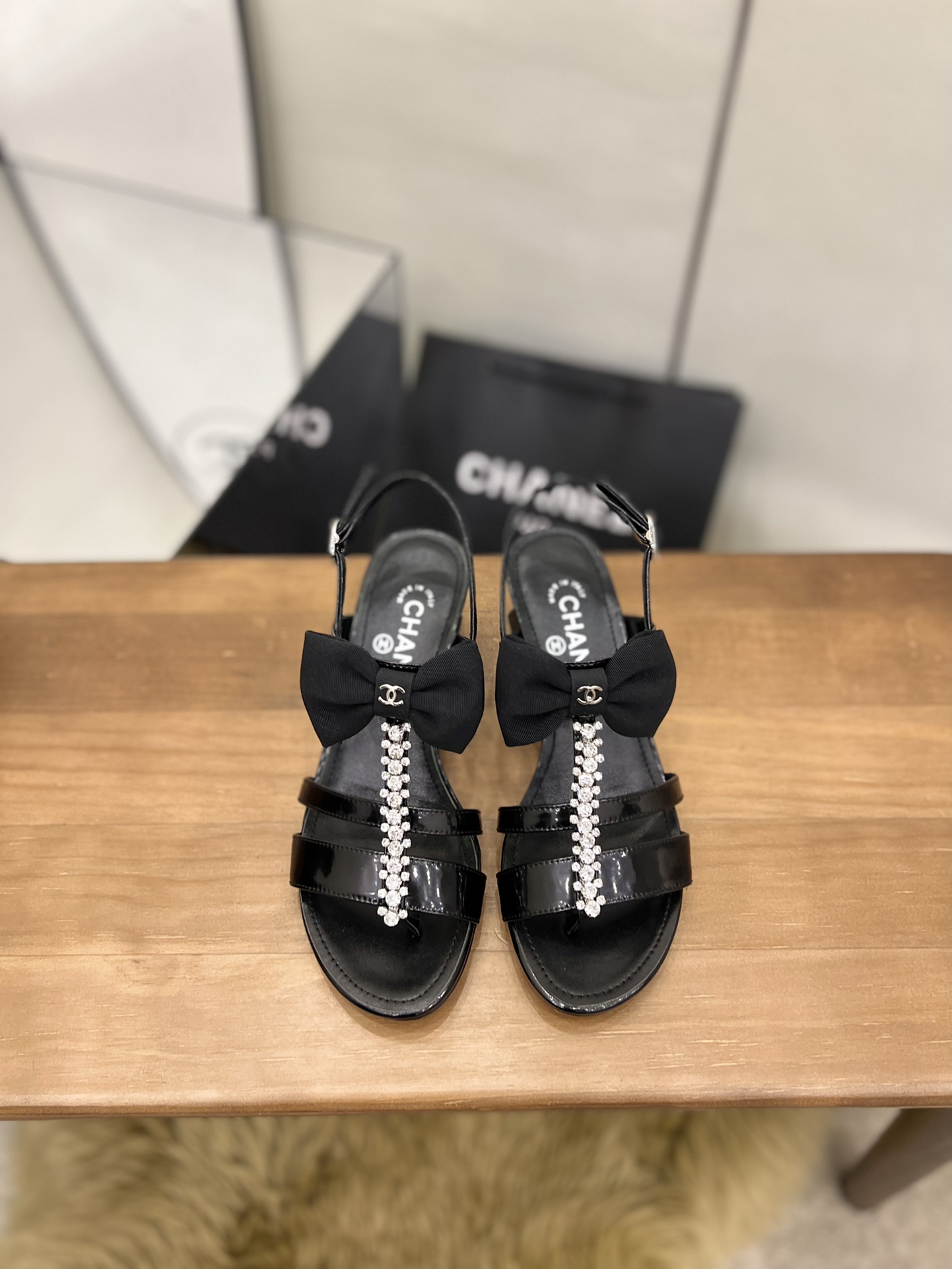 Chanel Women’s Sandals With Bow Black For Women 2.5in/6.5cm