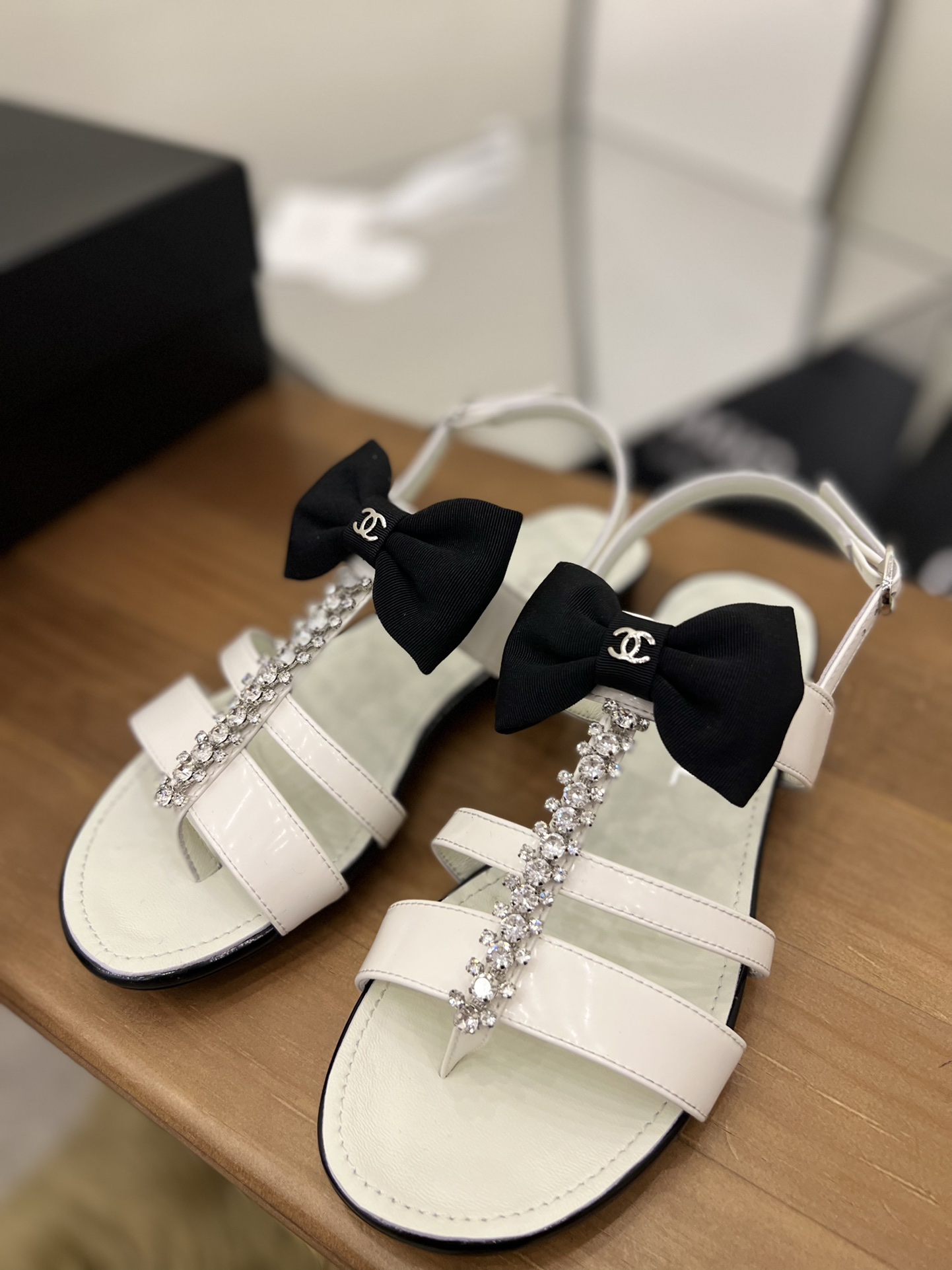 Chanel Women’s Sandals With Bow White For Women 0.8in/2cm
