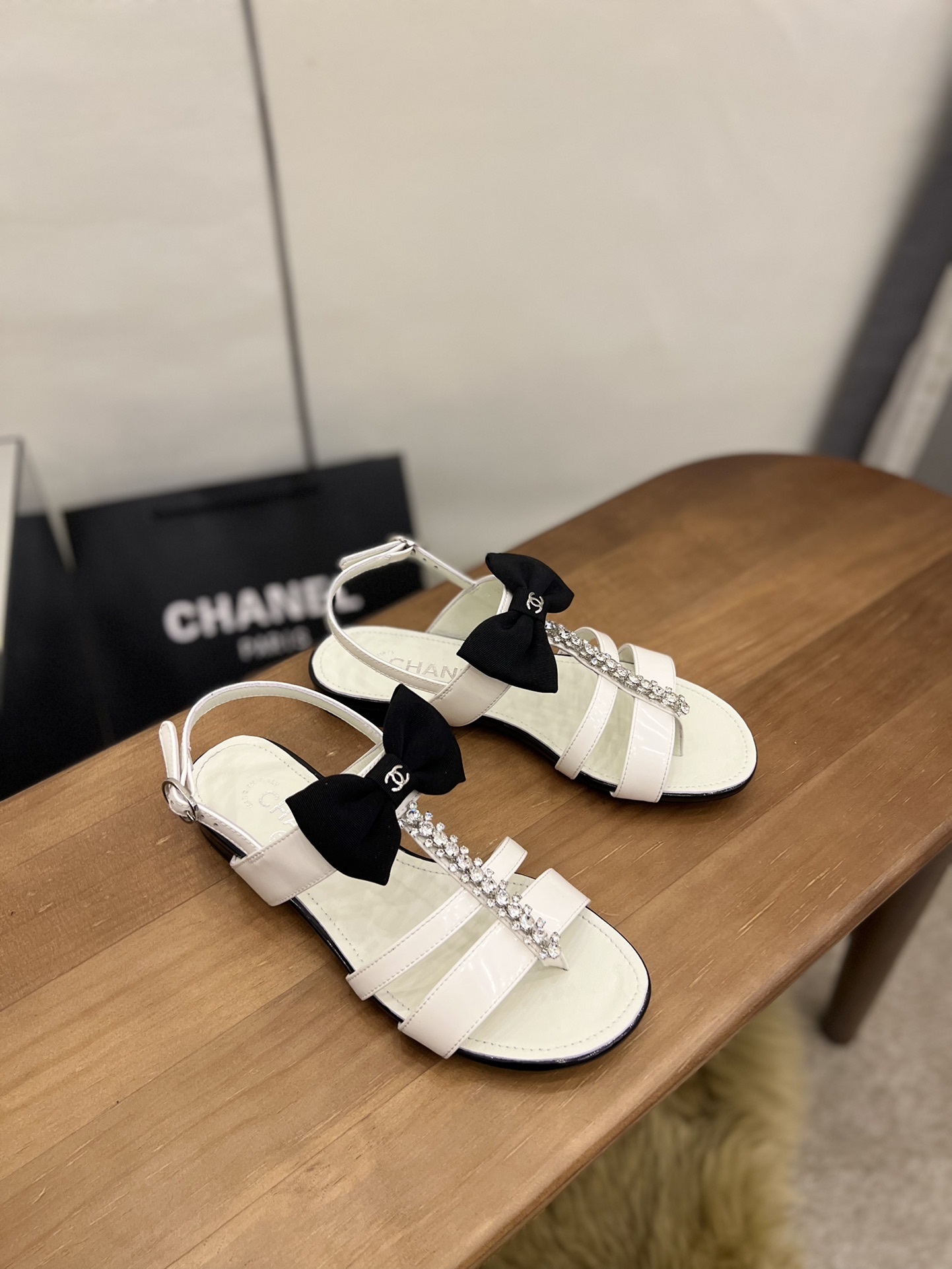 Chanel Women’s Sandals With Bow White For Women 0.8in/2cm