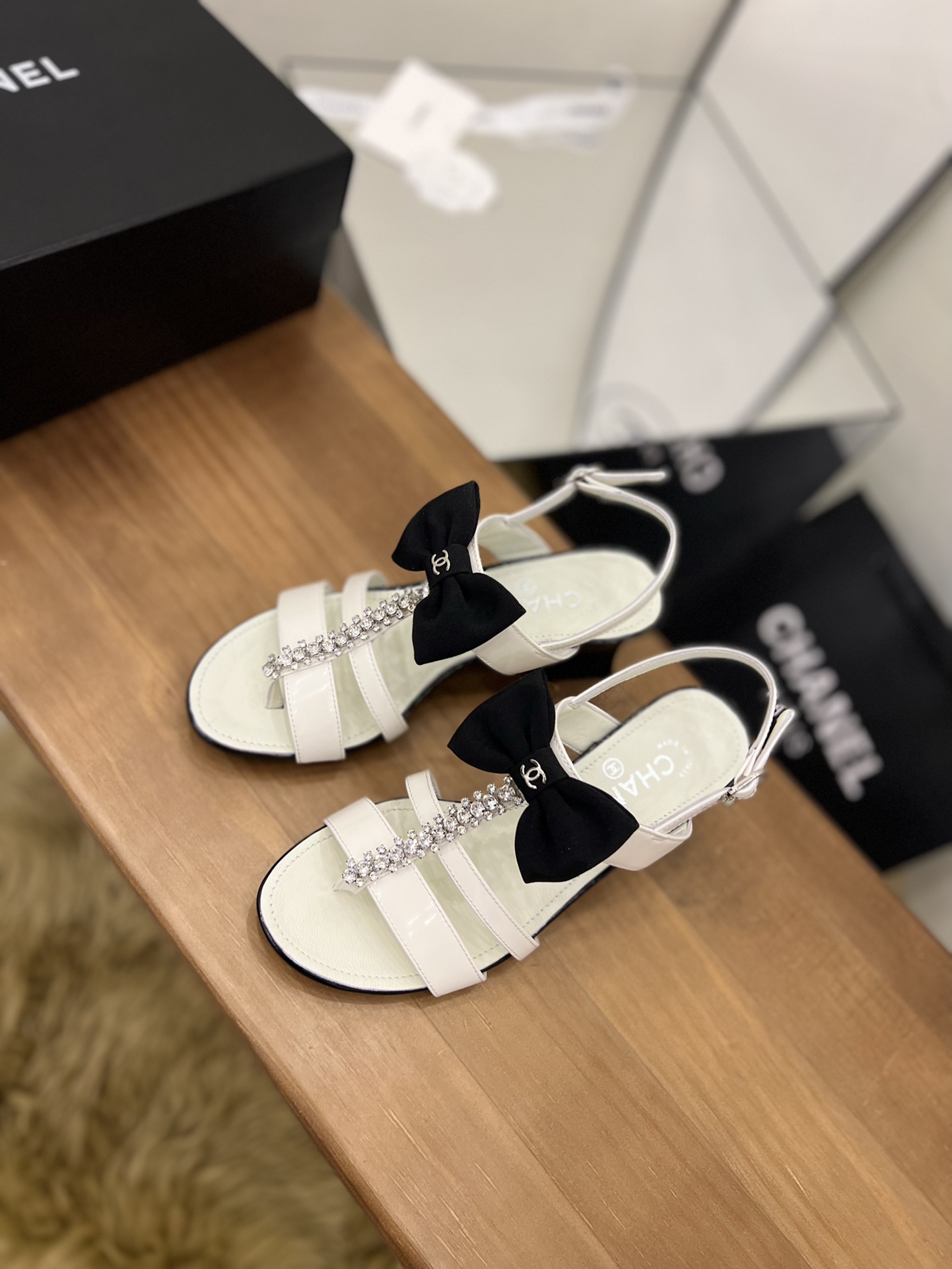 Chanel Women’s Sandals With Bow White For Women 2.5in/6.5cm