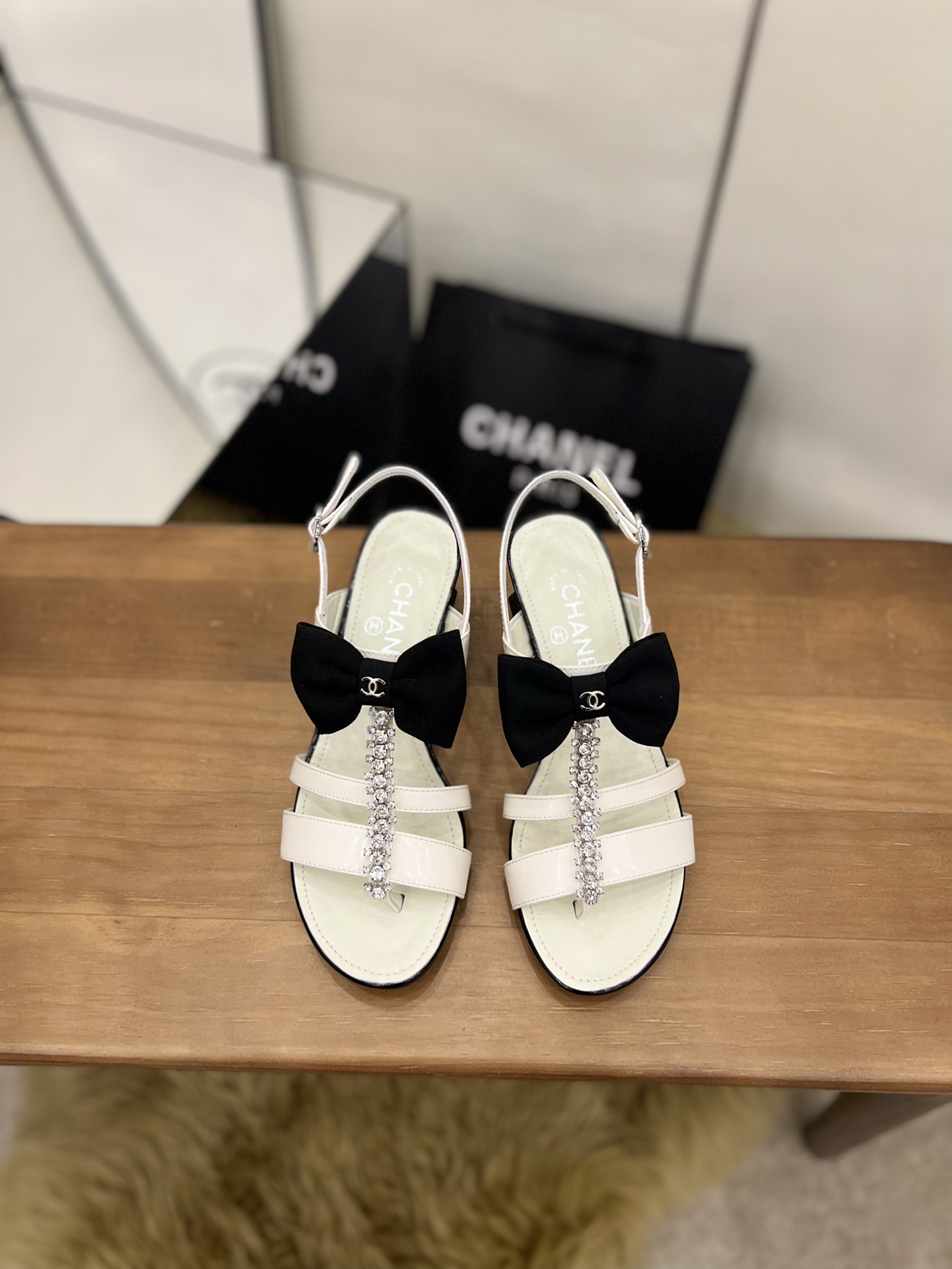 Chanel Women’s Sandals With Bow White For Women 2.5in/6.5cm