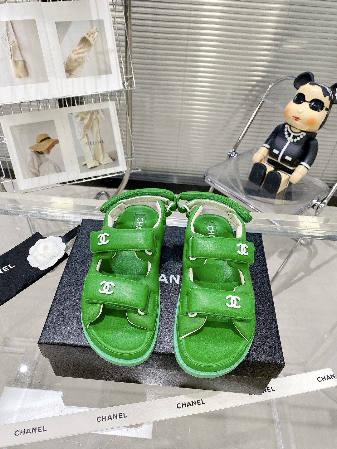 Chanel Women’s Sandals With Chanel Logo Green For Women