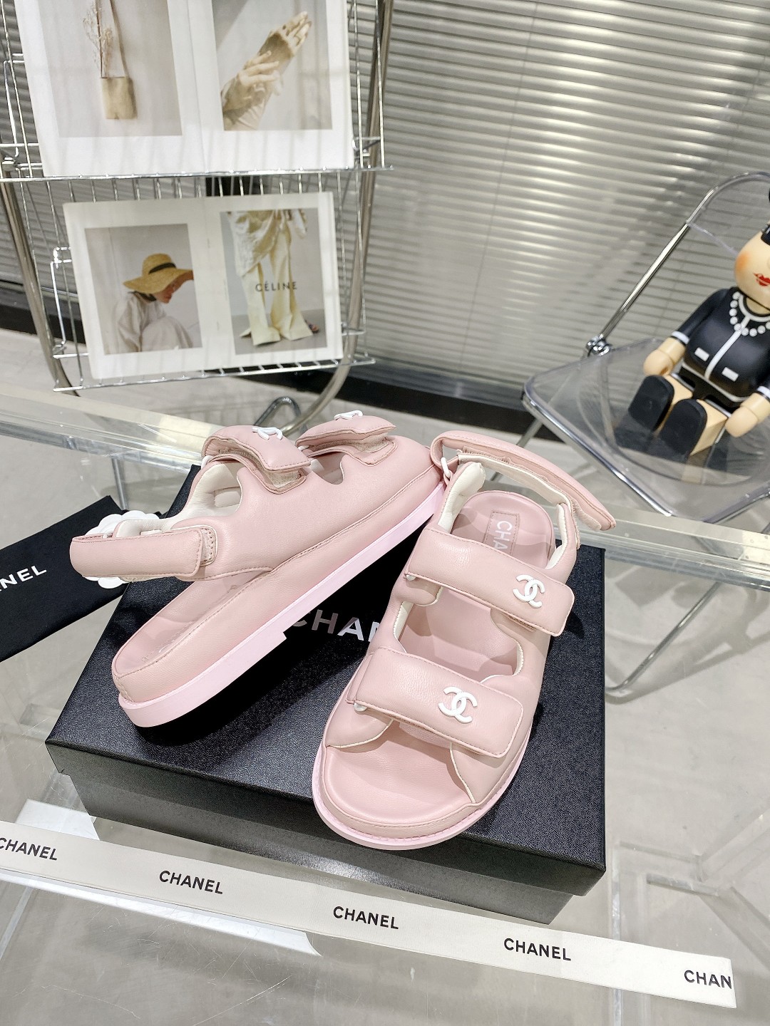 Chanel Women’s Sandals With Chanel Logo Pink For Women
