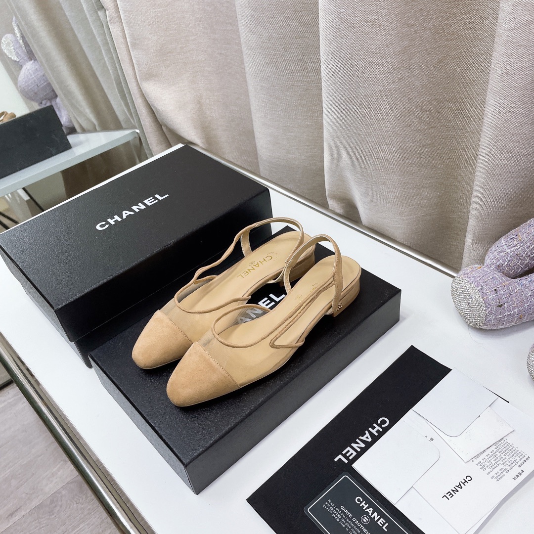 Chanel Women’s Slingbacks With Mesh Beige For Women 0.8in/2cm