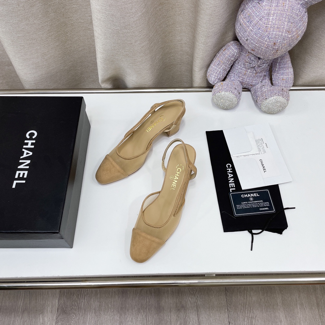 Chanel Women’s Slingbacks With Mesh Beige For Women 2.7in/7cm