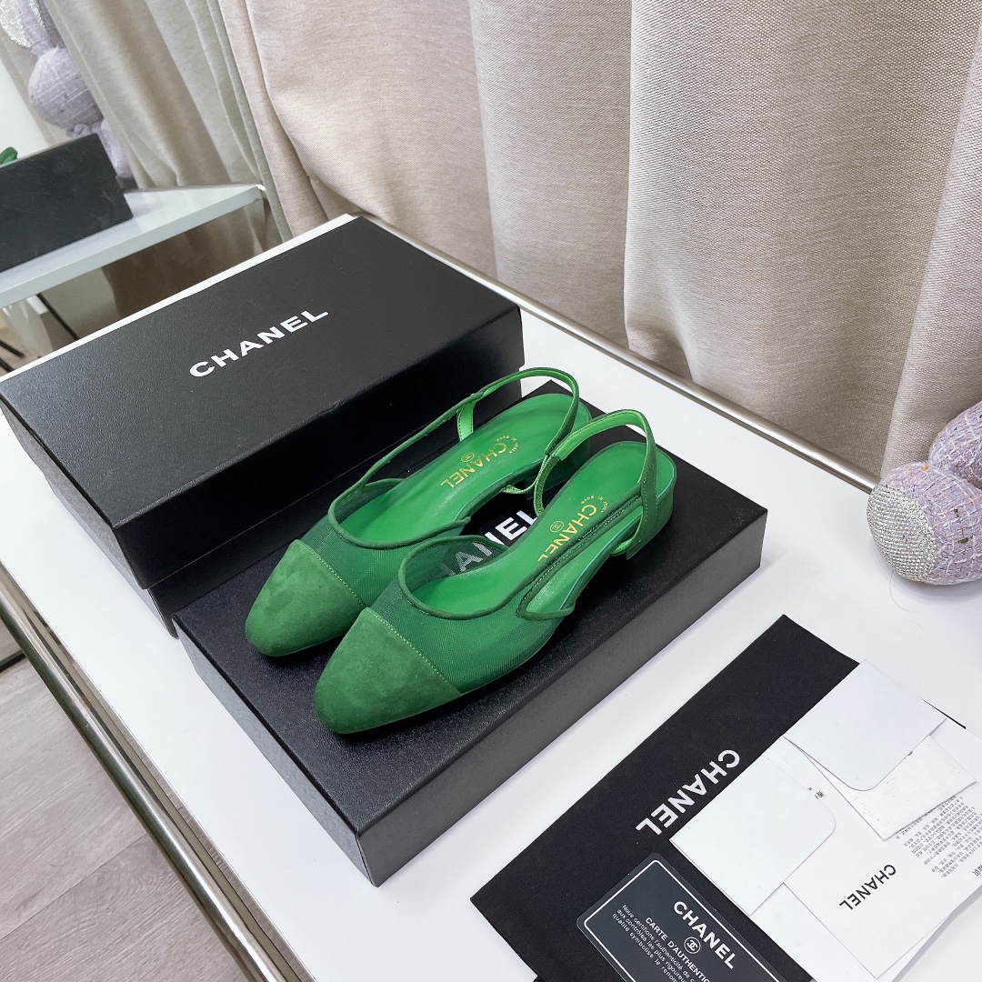 Chanel Women’s Slingbacks With Mesh Green For Women 0.8in/2cm