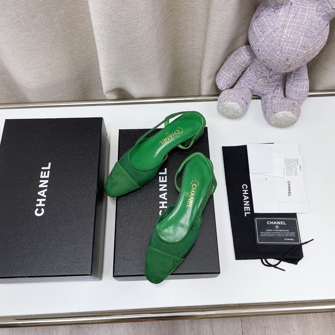 Chanel Women’s Slingbacks With Mesh Green For Women 0.8in/2cm
