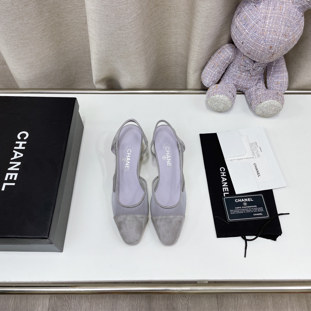 Chanel Women’s Slingbacks With Mesh Light Violet For Women 2.7in/7cm