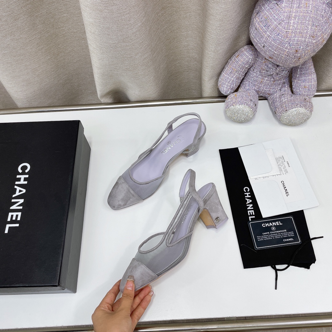 Chanel Women’s Slingbacks With Mesh Light Violet For Women 2.7in/7cm