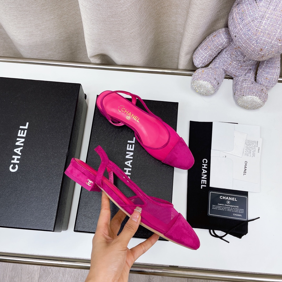 Chanel Women’s Slingbacks With Mesh Pink For Women 0.8in/2cm