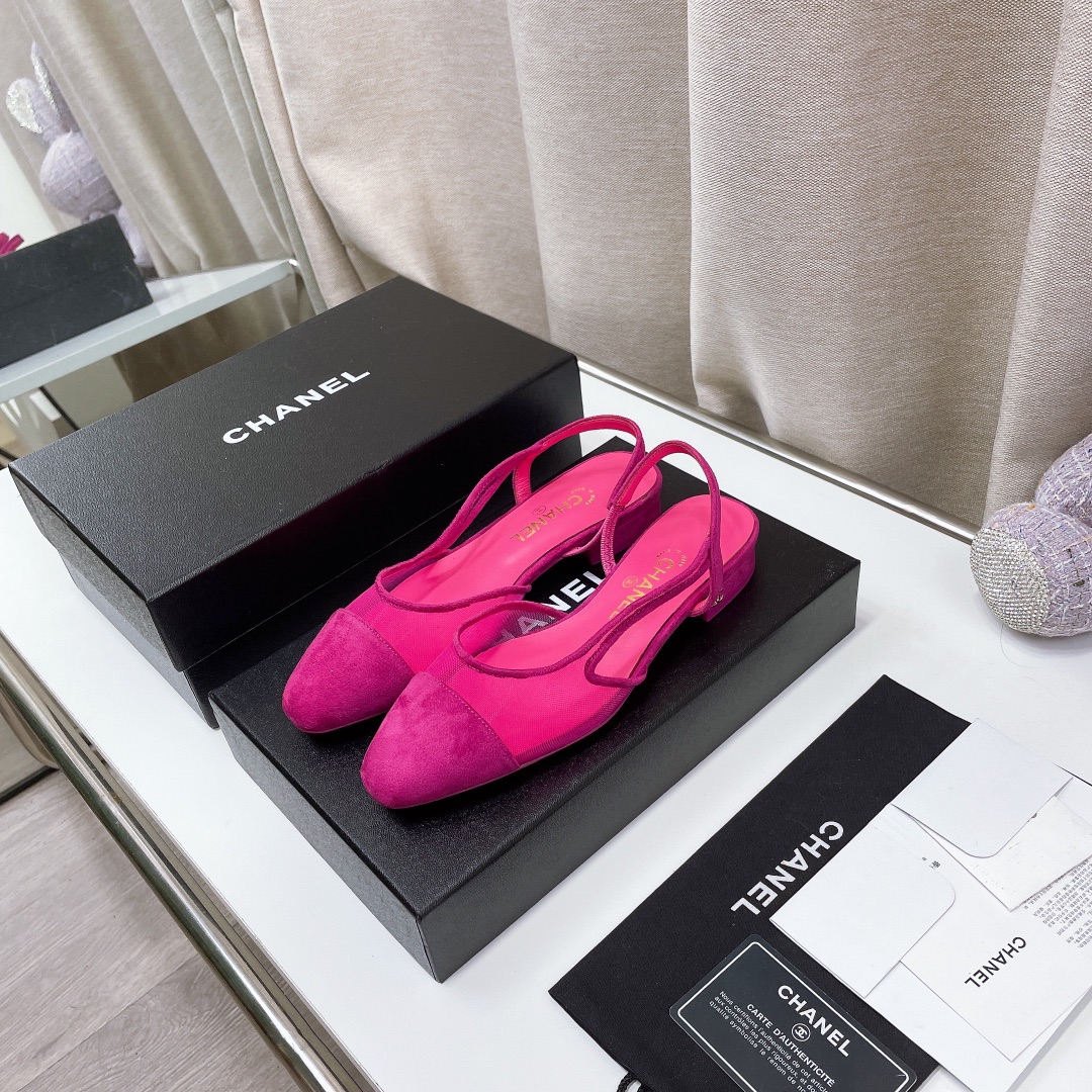 Chanel Women’s Slingbacks With Mesh Pink For Women 0.8in/2cm