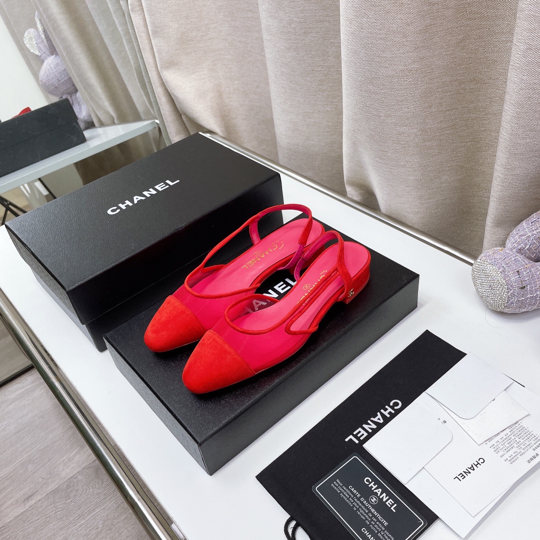 Chanel Women’s Slingbacks With Mesh Red For Women 0.8in/2cm