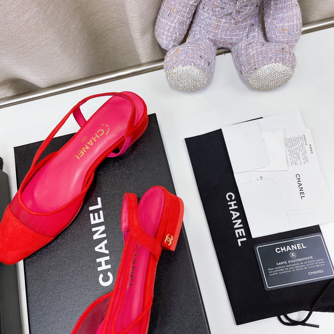 Chanel Women’s Slingbacks With Mesh Red For Women 0.8in/2cm