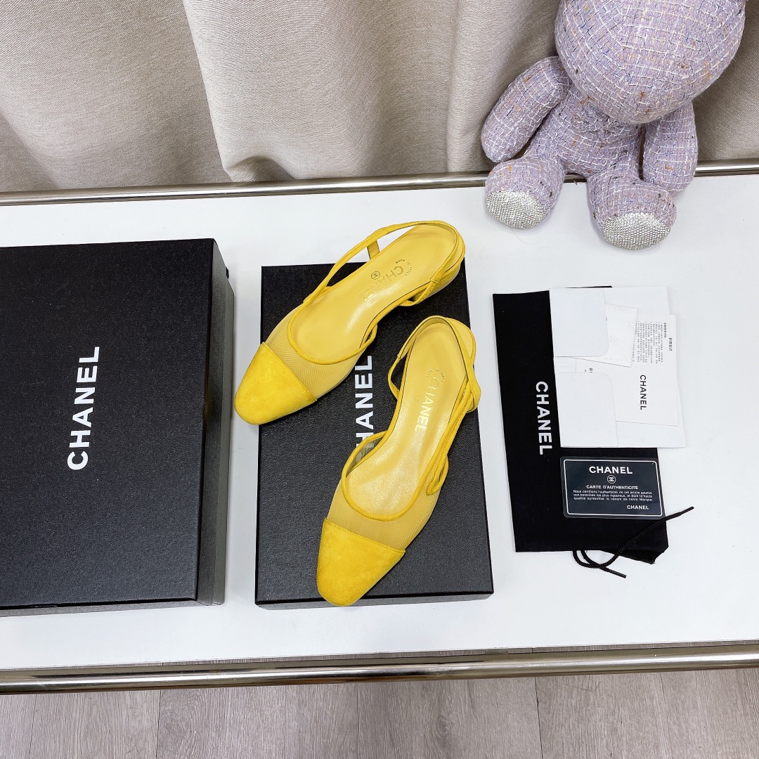 Chanel Women’s Slingbacks With Mesh Yellow For Women 0.8in/2cm