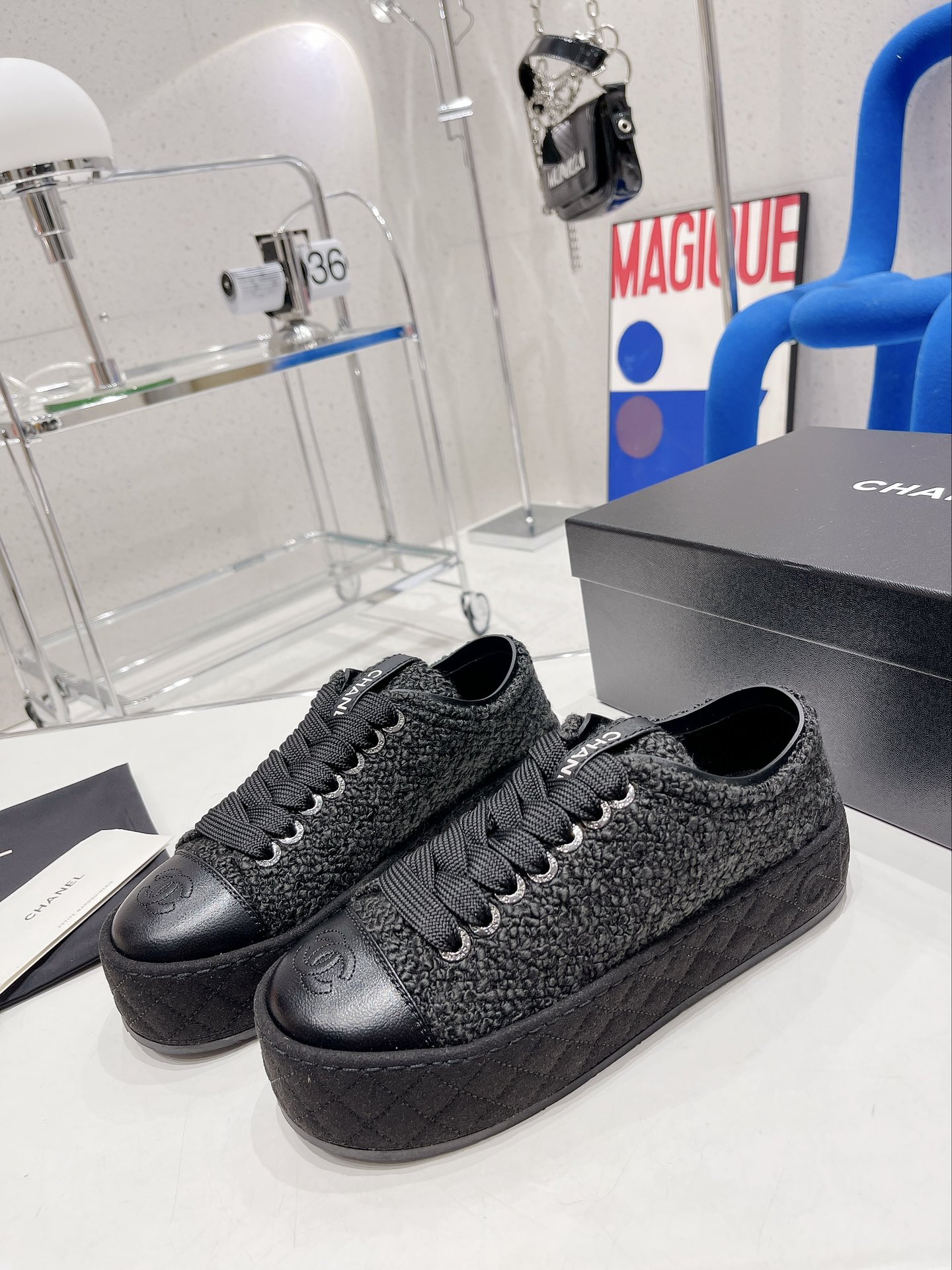 Chanel Women’s Sneakers Black For Women 1.5in/4cm