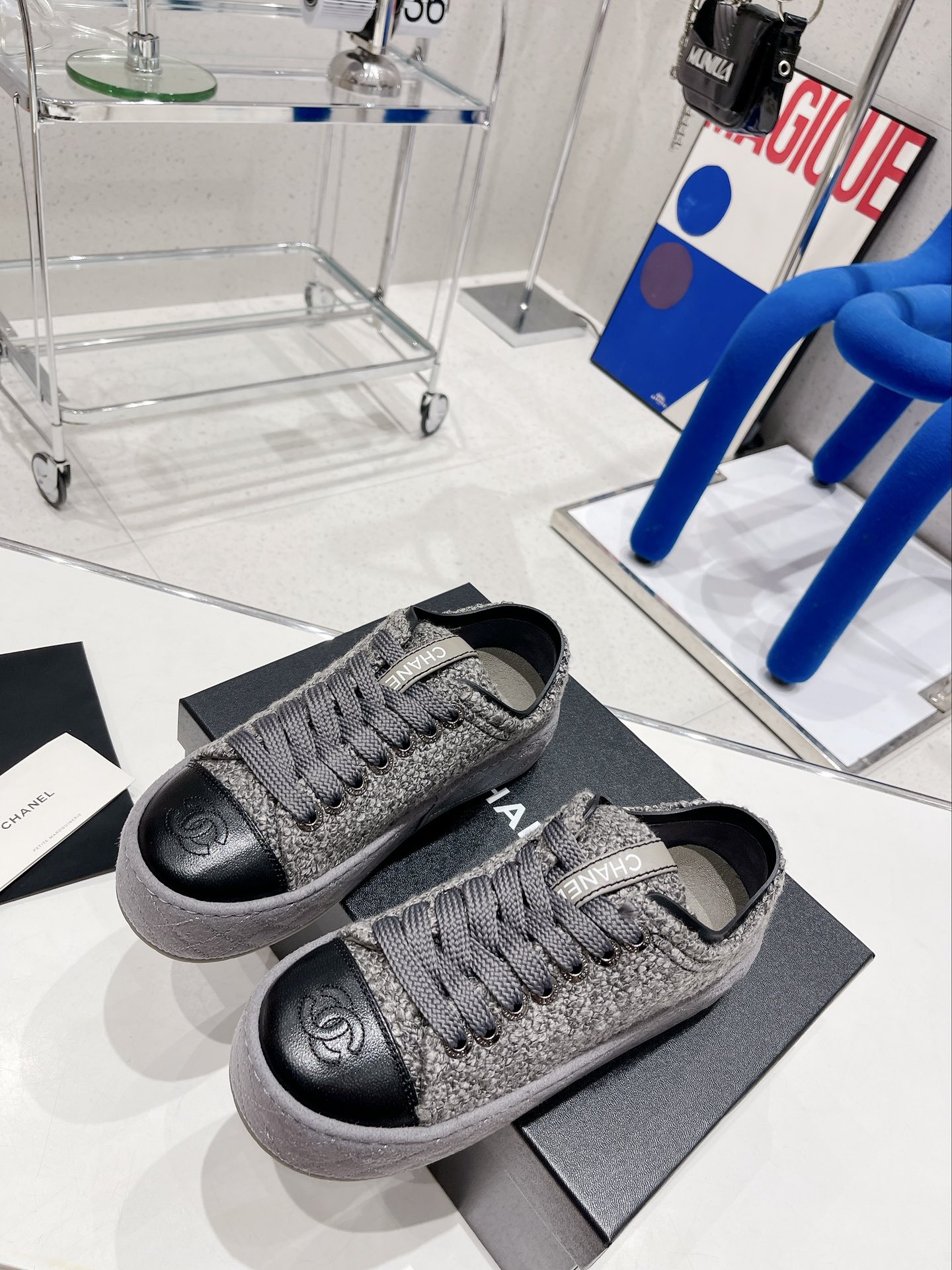 Chanel Women’s Sneakers Grey For Women 1.5in/4cm