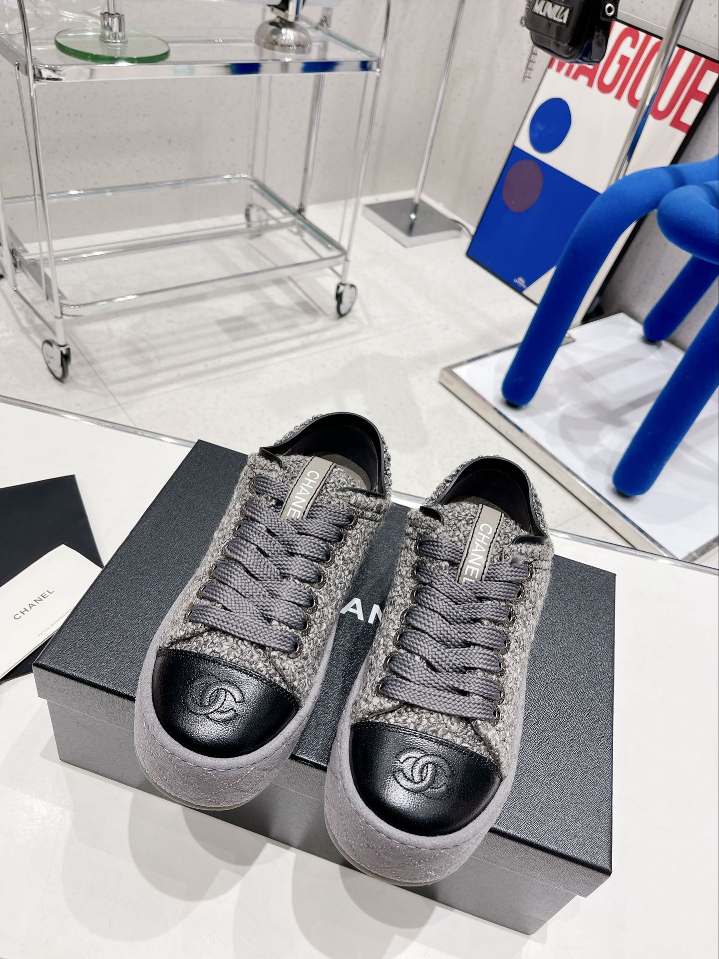 Chanel Women’s Sneakers Grey For Women 1.5in/4cm