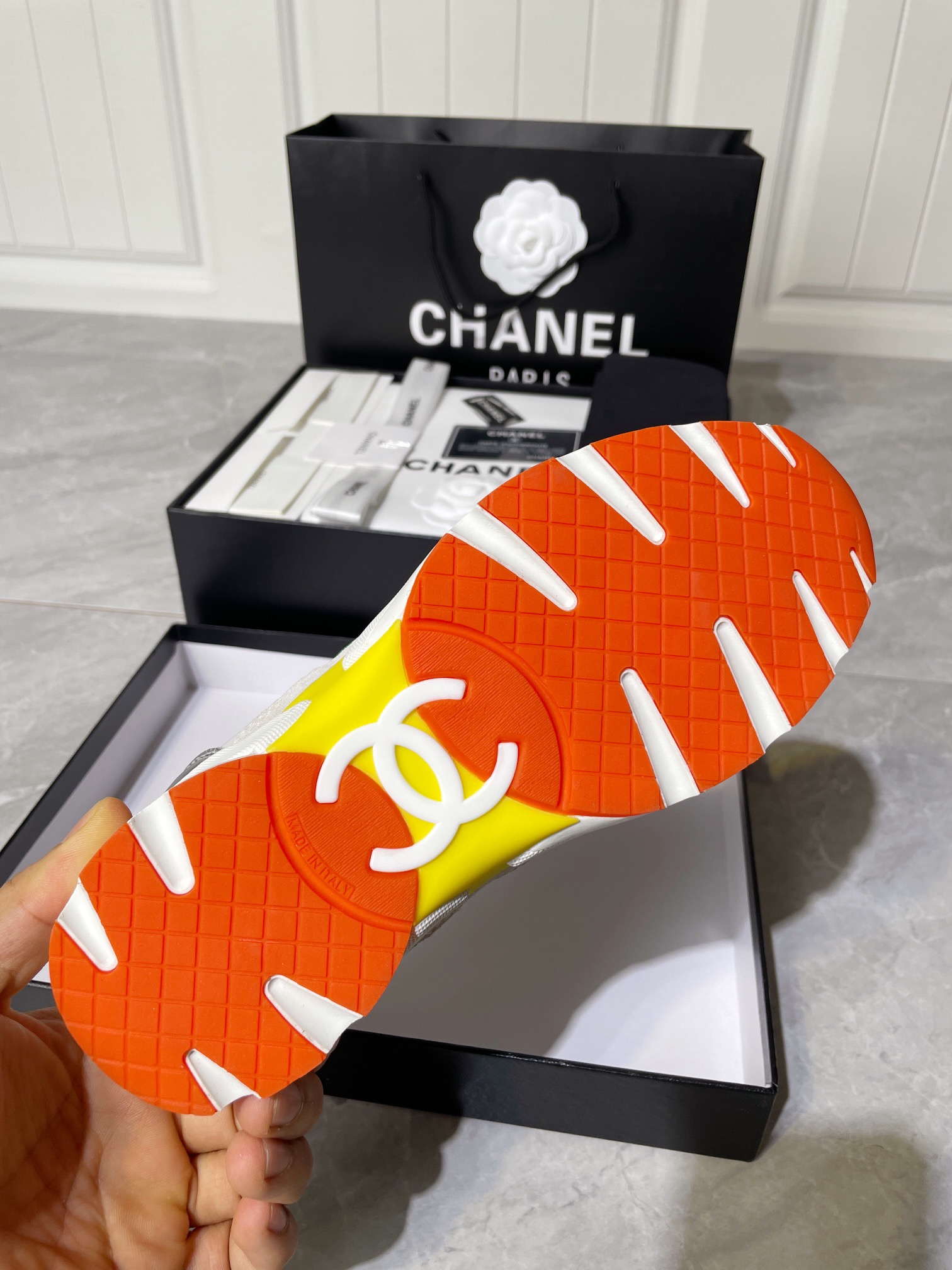 Chanel Women’s Sneakers In Fabric Orange For Women