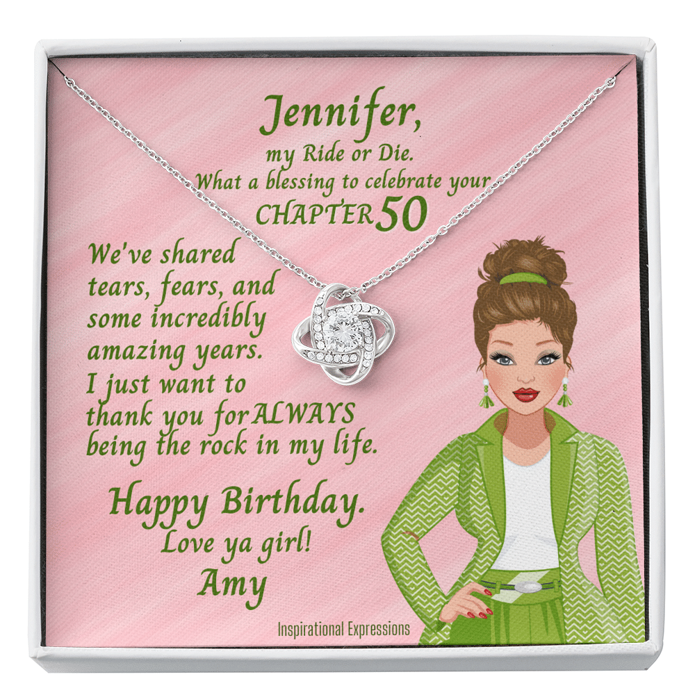 Chapter 50 Ride or Die Personalized Birthday With Love Knot Necklace
