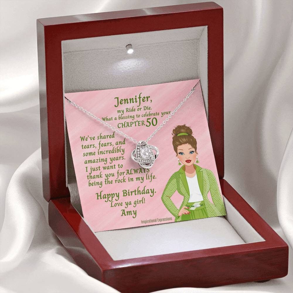 Chapter 50 Ride or Die Personalized Birthday With Love Knot Necklace