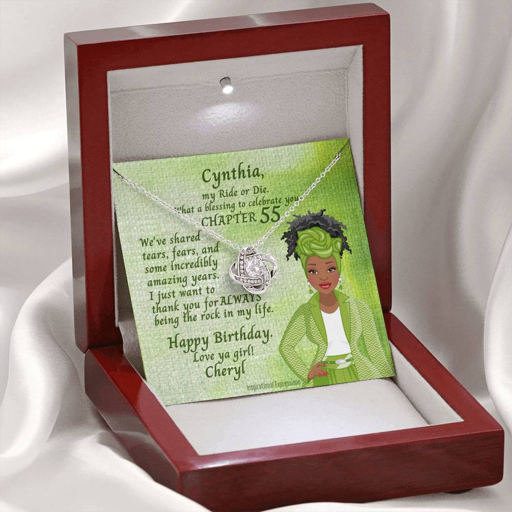 Chapter 55 Birthday – African American Ride Or Die and Love Knot Necklace