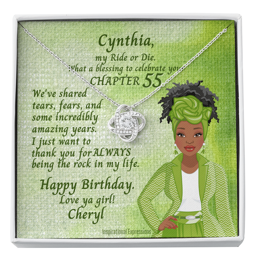 Chapter 55 Birthday – African American Ride Or Die and Love Knot Necklace