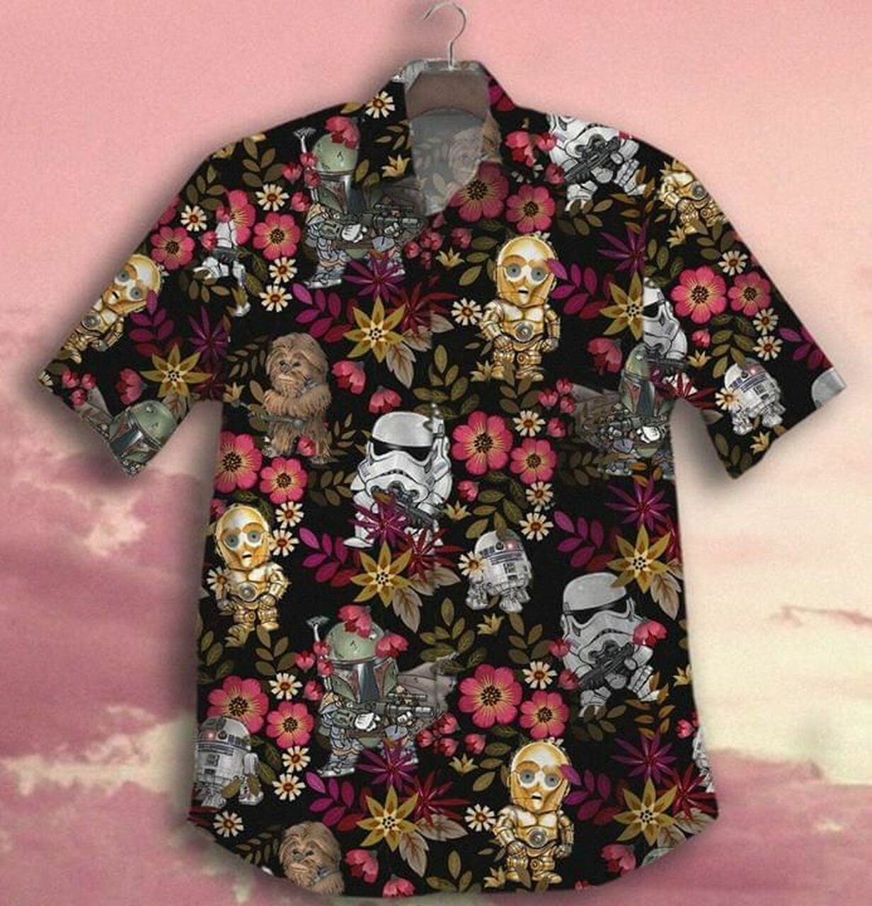 Characters Chibi Style The Mandalorian Stormtrooper For Fan Floral 3D Printed Hawaii Shirt 3D Model 1017