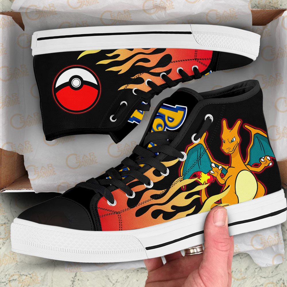 Charizard High Top Shoes Custom Pokemon Anime Sneakers Flame Style