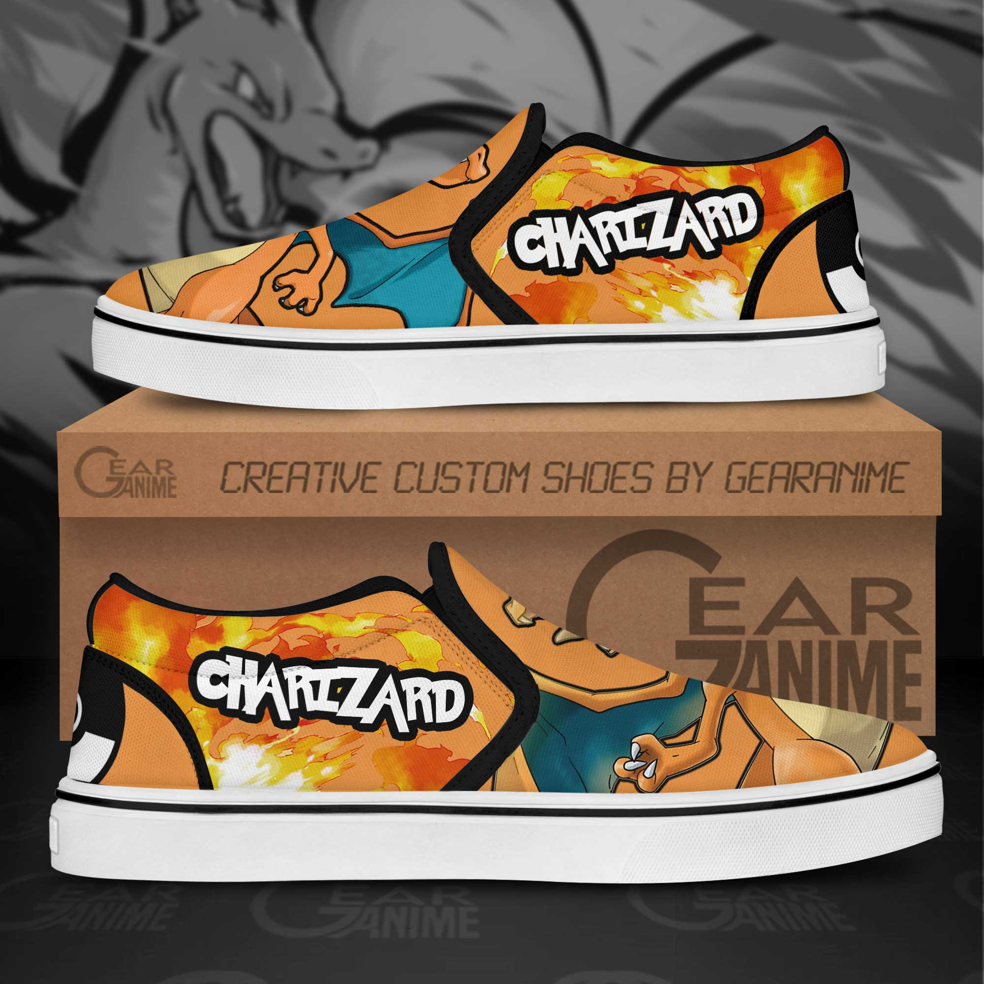 Charizard Slip-On Shoes Canvas Pokemon Custom Anime Shoes