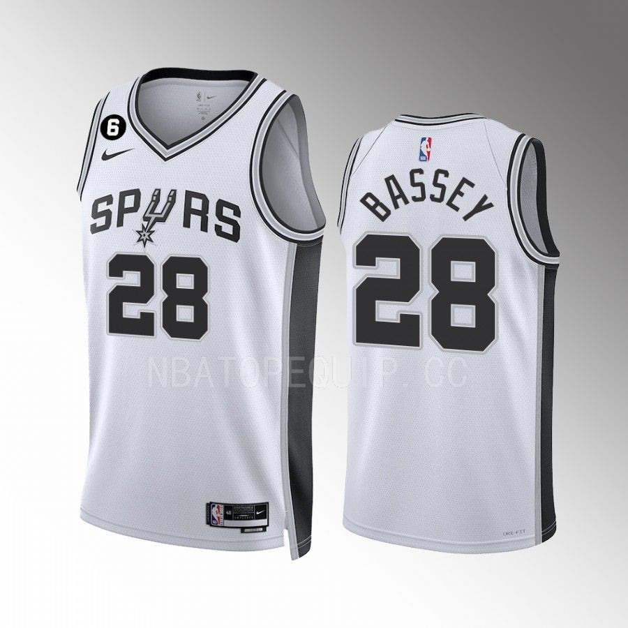 Charles Bassey 28 San Antonio Spurs White Association Edition 2022-23 Men Stitched Jersey Swingman