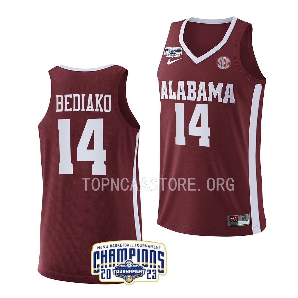 Charles Bediako Alabama Crimson Tide #14 Crimson 2023 SEC Mens Champs Jersey