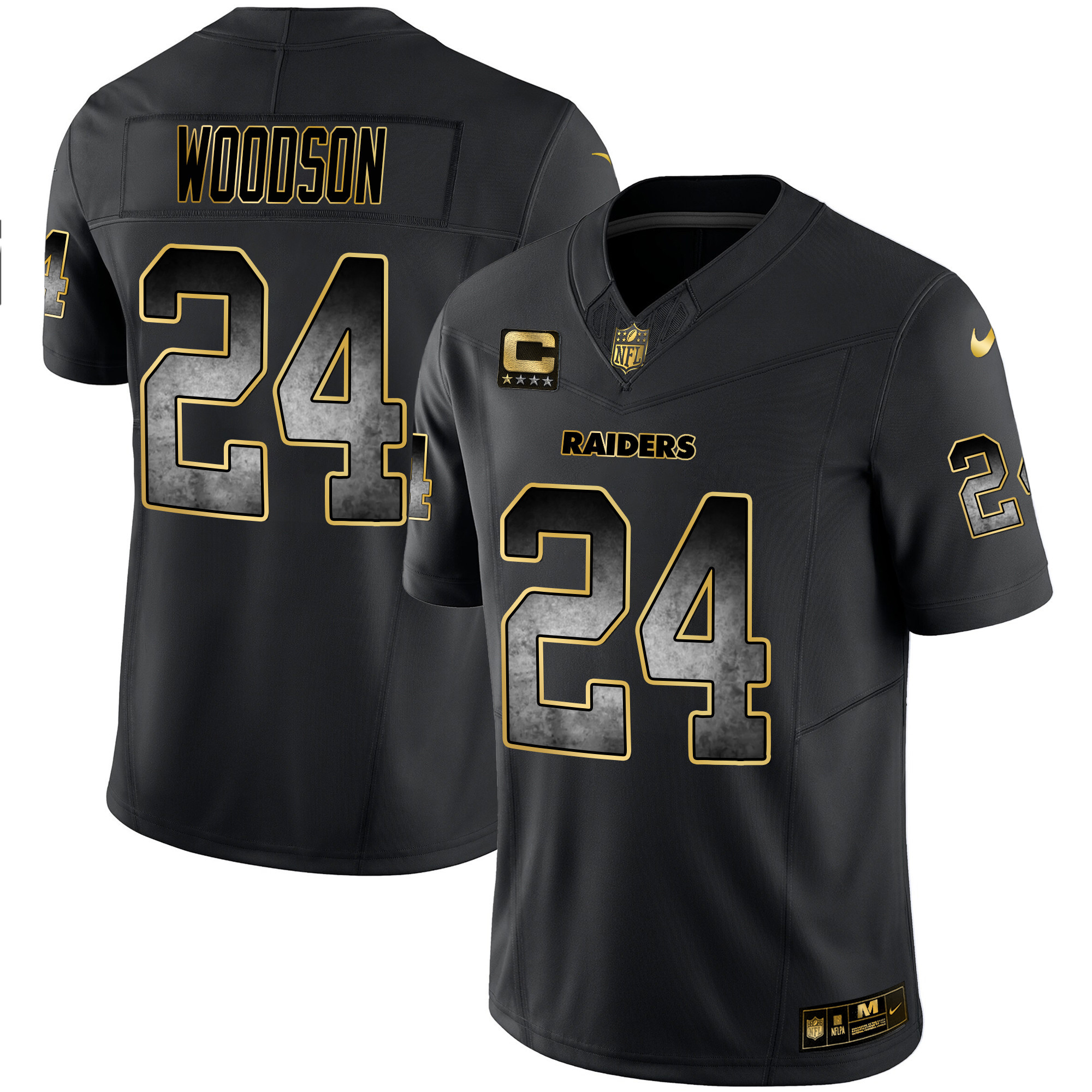 Charles Woodson Men's Las Vegas Raiders Gold Arch Smoke Vapor Black Gold Jersey - All Stitched 