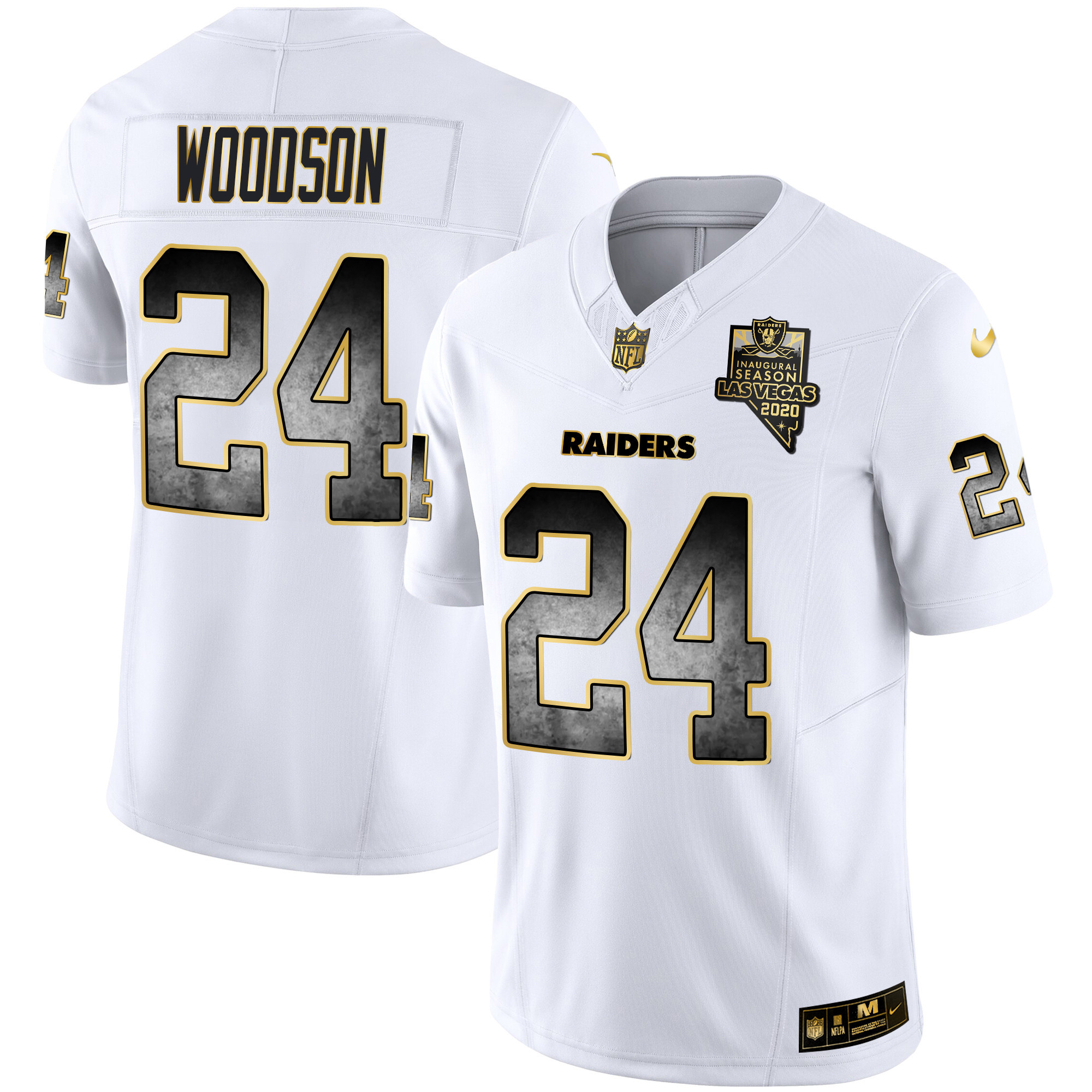 Charles Woodson Men's Las Vegas Raiders Gold Arch Smoke Vapor White Gold Jersey - All Stitched 