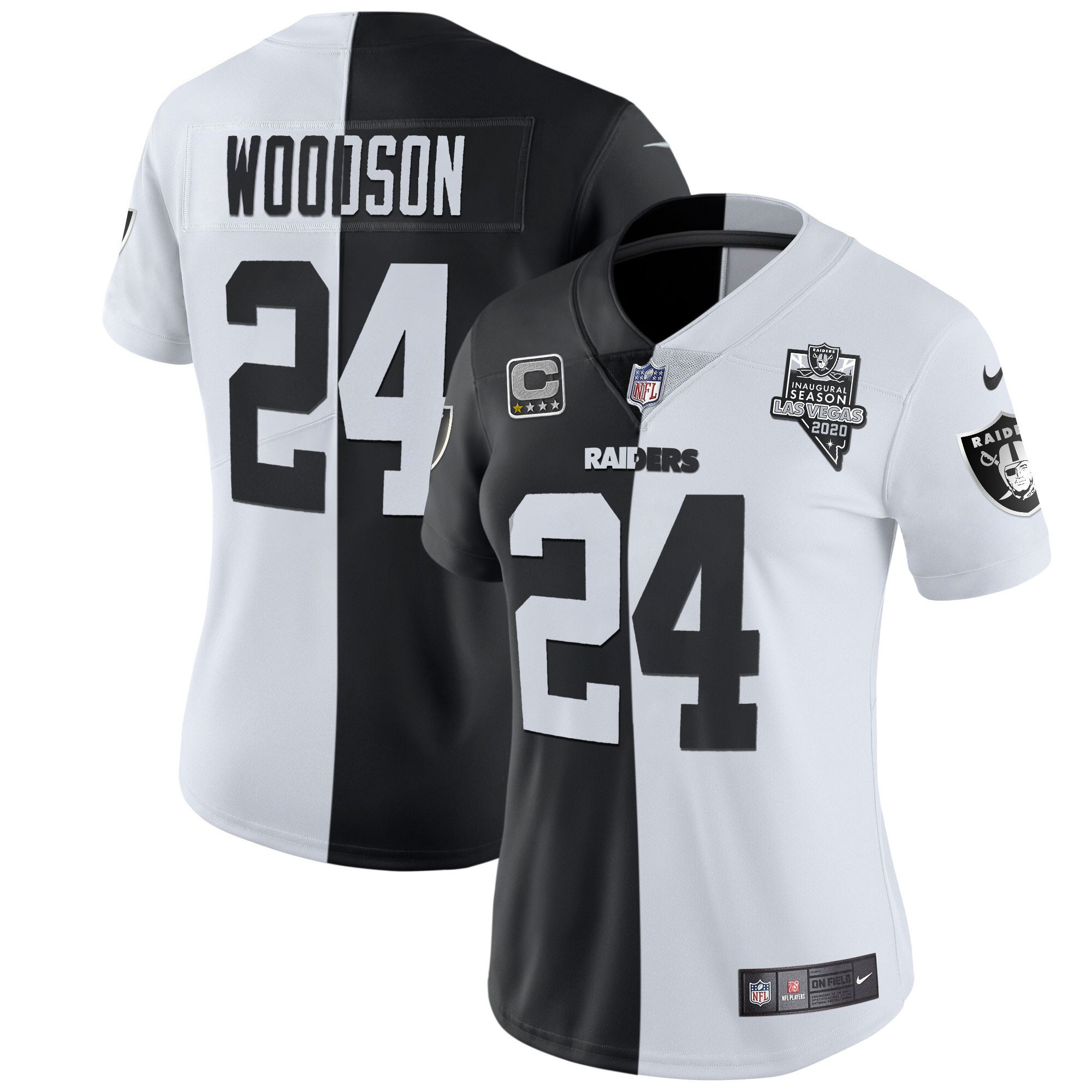 Charles Woodson Women's Las Vegas Raiders Inaugural Season Patch Gold & Split Split Jersey - All Stitched 