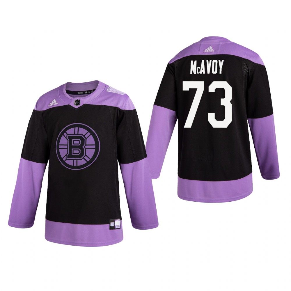 Charlie McAvoy #73 Boston Bruins 2019 Fights Cancer Black Practice Jersey