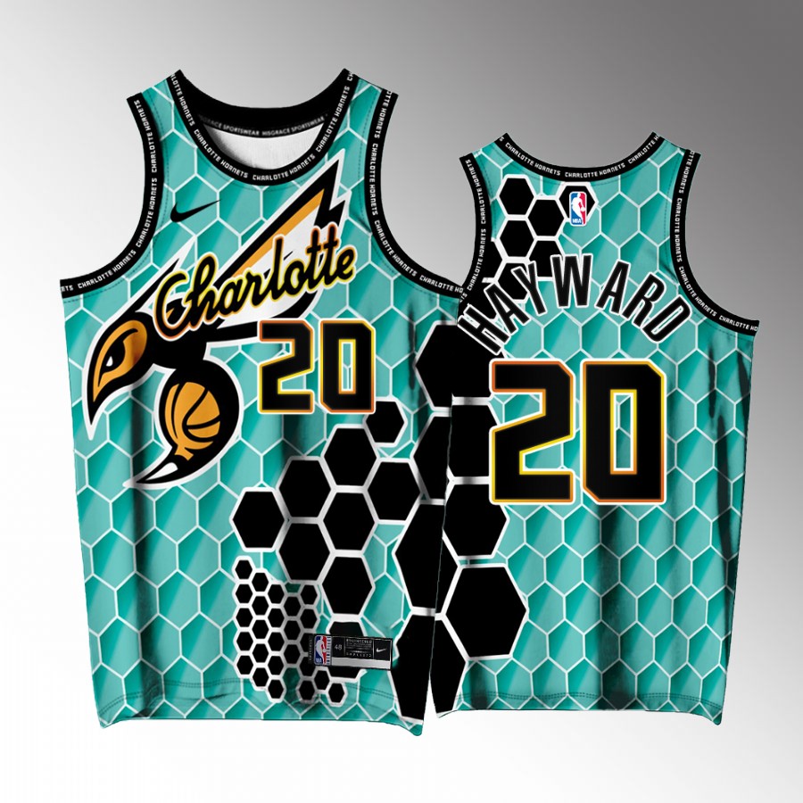 Charlotte Hornets #20 Gordon Hayward Buzz City Teal Jersey Exclusive Edition