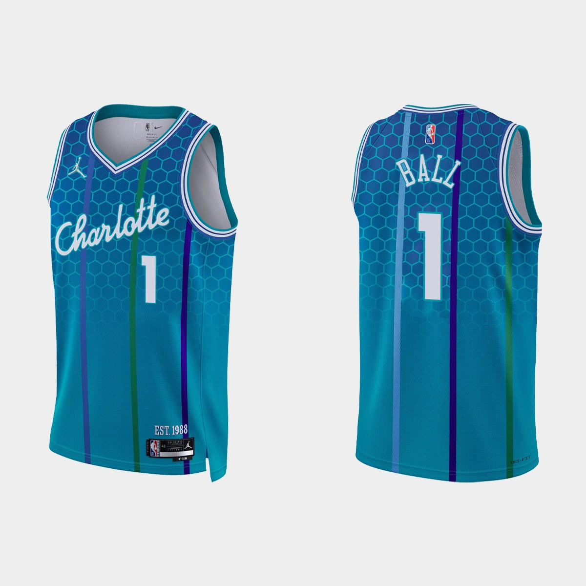 Charlotte Hornets 1 LaMelo Ball 2022-23 City Edition Blue Men Stitched Jersey