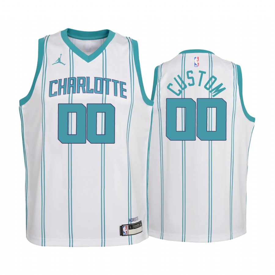 Charlotte Hornets Custom 2020-21 Association Edition White Youth Jersey #00