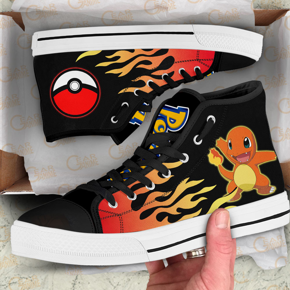 Charmander High Top Shoes Custom Pokemon Sneakers Flame Style