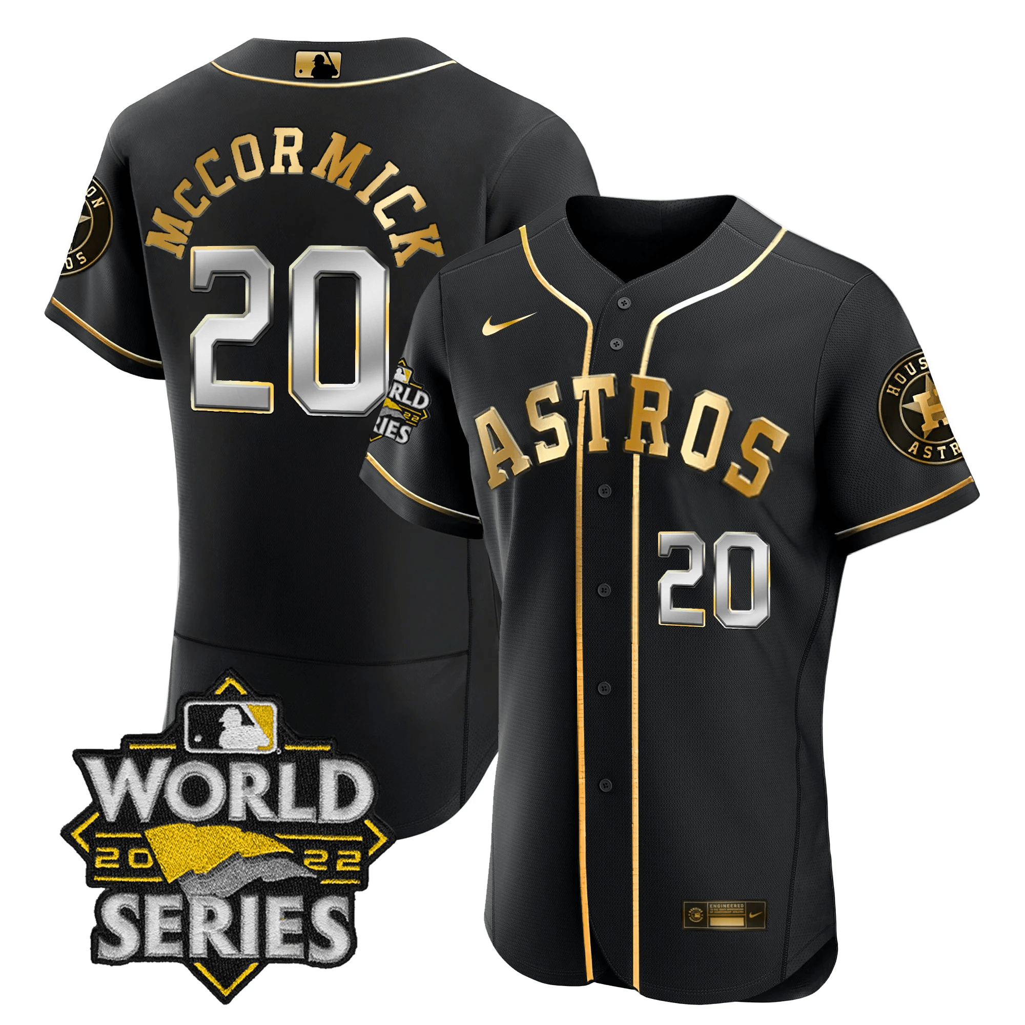 Chas McCormick Men's Houston Astros 2022 World Series Player Flex Black Jersey - All Stitched