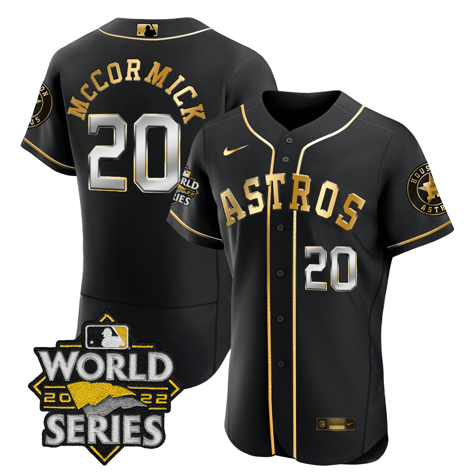 Chas McCormick Men's Houston Astros 2022 World Series Player Flex Black Jersey - All Stitched