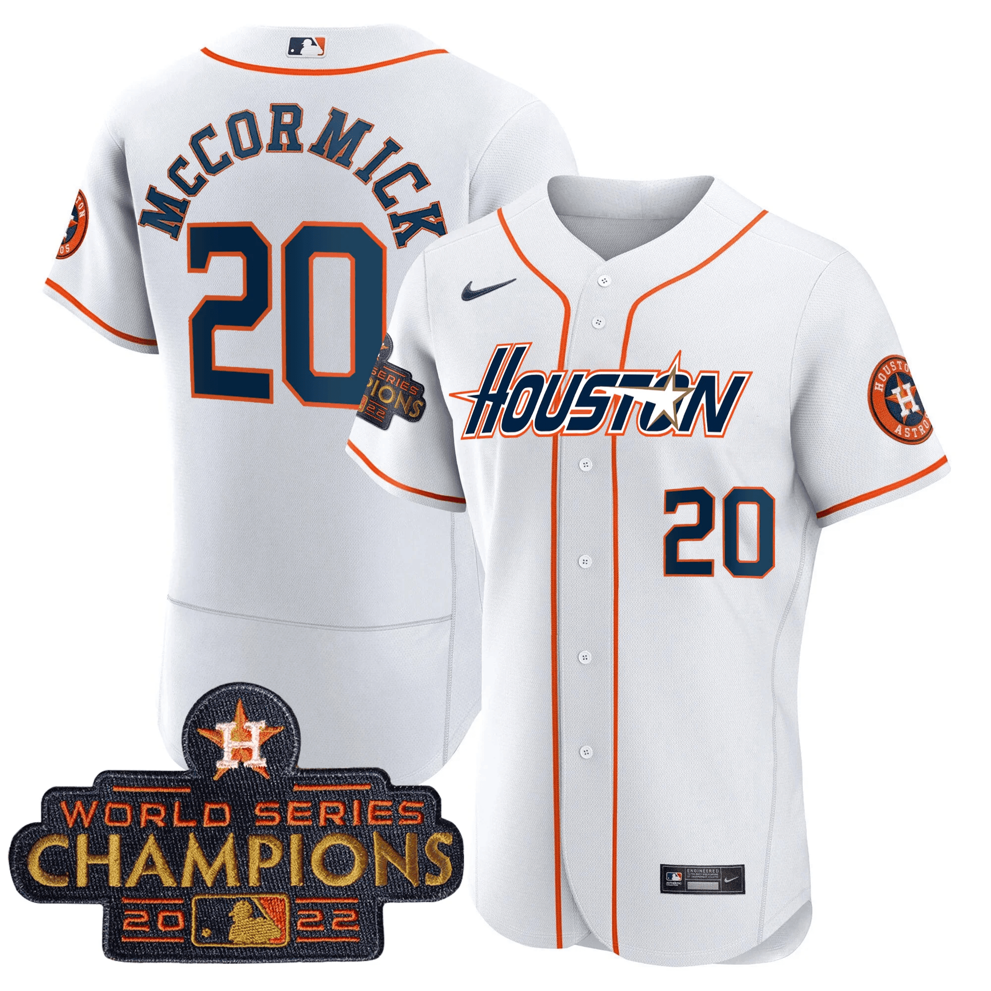 Chas McCormick Men's Houston Astros Gray & Gold 2023 Champions Patch Flex Home Jersey - All Stitched
