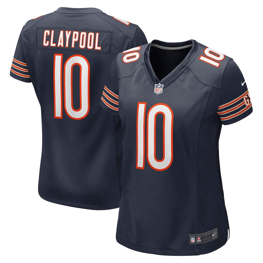 Chase Claypool 10 Chicago Bears Women’s Game Player Stitched Jersey – Navy