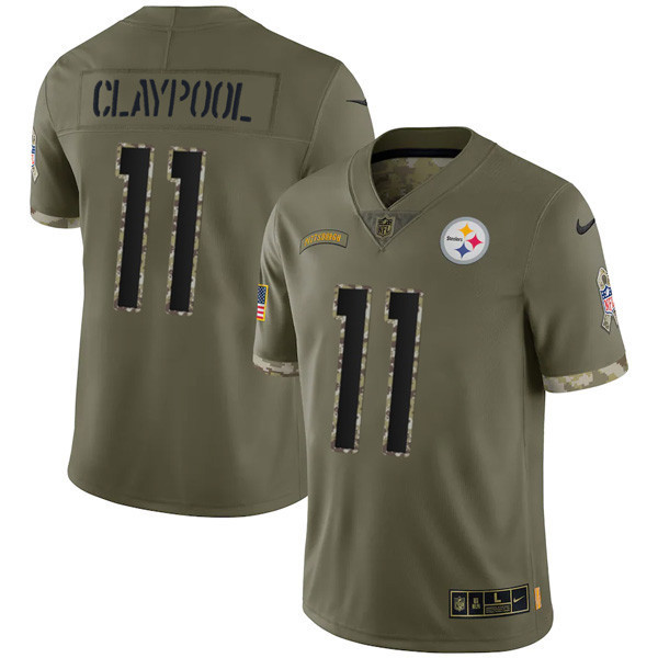Chase Claypool Men's Pittsburgh Steelers Salute To Service 2022 Limited - Olive Jersey - All Stitched