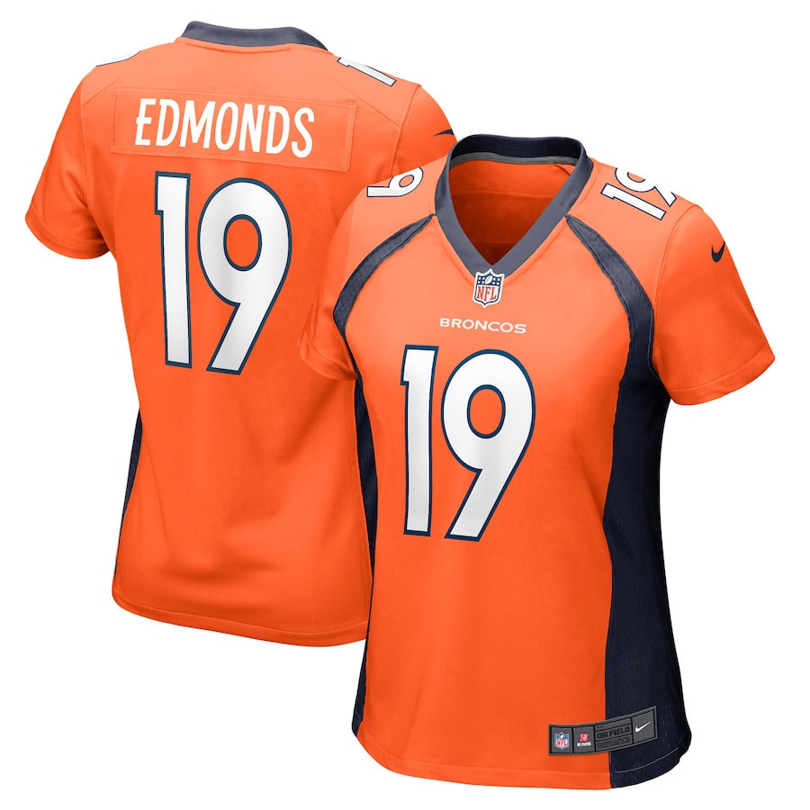 Chase Edmonds 19 Denver Broncos Women’s Game Player Stitched Jersey – Orange